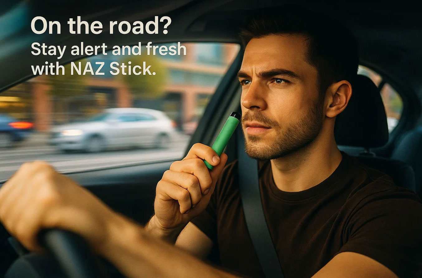 Versatile usage of BVZOQZQ® nasal sticks from office to travel - All-day respiratory support.